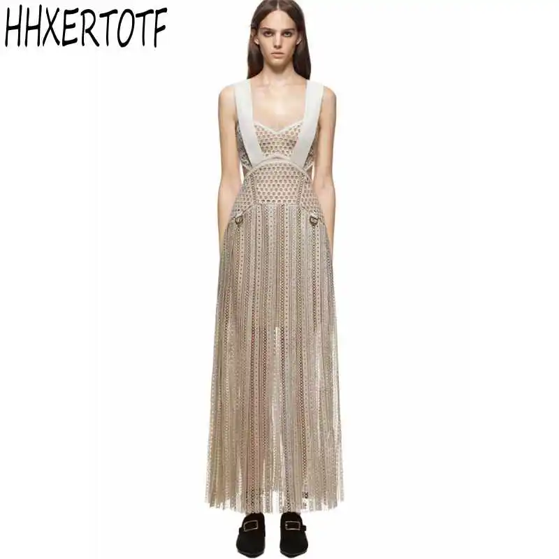 

Self Portrait Dress 2018 Runway Designer High-end Custom Women's Fashion Hollow Out Lace Long Dress