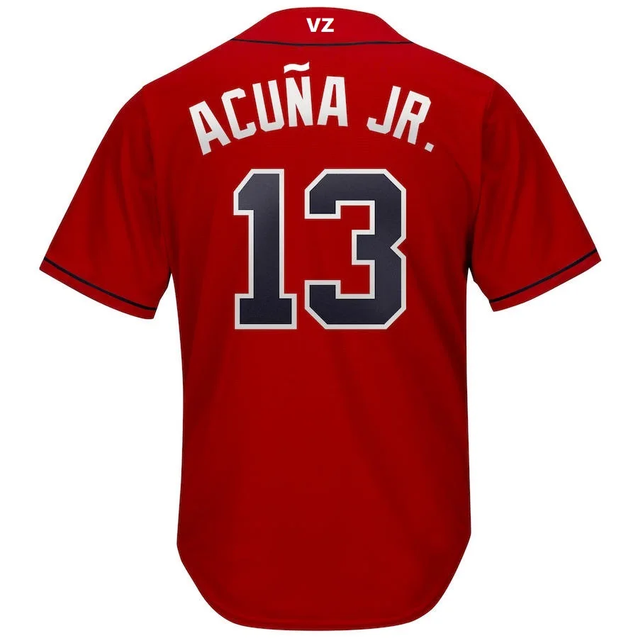 

2019 New Men's Ronald Acuna Jr Custom Atlanta Cool Jersey Usa Baseball shirt With Patch