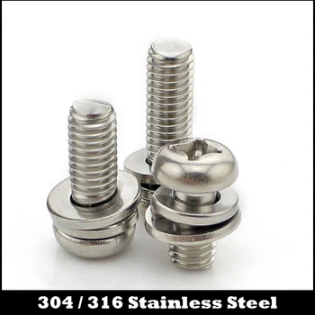 

M3 M3*30/35/40/50 M3x30/35/40/50 304 Stainless Steel ss Plain Spring Washer Philips Cross Recessed Pan Head Screw Assembly