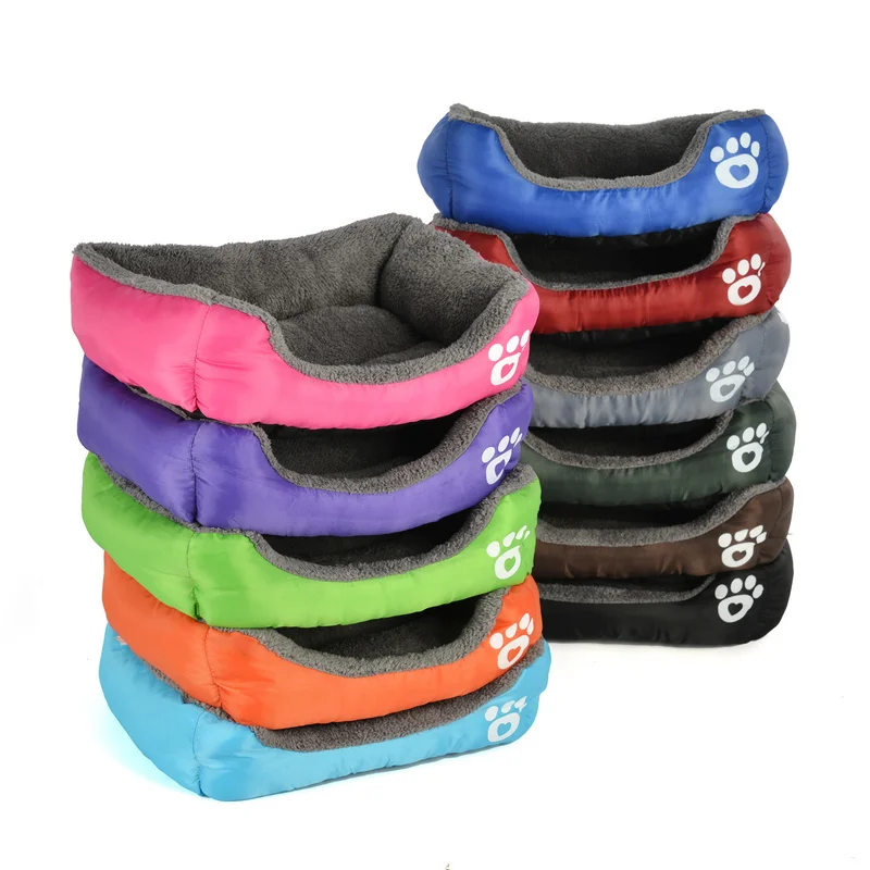 Best Paw Printed Pet Sofa Cushion Cozy Dog Beds For Small Large Dogs Waterproof Bottom Soft Fleece Warm Cat Bed House Candy Colors