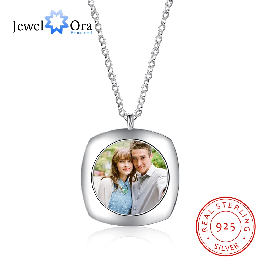 

Personalized Custom Multicolor Photo Engraved Word 925 Sterling Silver Pendant Necklace Lover's Gift (JewelOra NE102083)