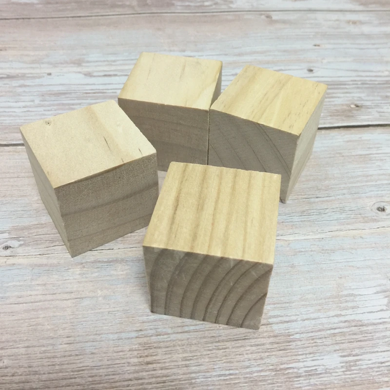 Set of 16 pcs 1 1/2 inch (4 cm) Unfinished Wood Blocks for wood crafts  wooden cubes wood blocks - AliExpress