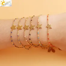 CSJA, золотистого цвета, подвески в виде звезд, нержавеющая сталь, цепочка и звенья, браслеты, браслеты, женские, богемные, для девушек, для помолвки, ювелирное изделие, S417