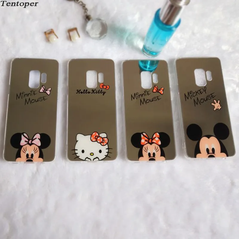 

For Samsung S8 Note8 S9 Plus Phone Case Cartoon Mickey Minnie Hello kitty Mirror Case For iPhone X 8 7 6 6S Plus 5 5S 5SE Cover