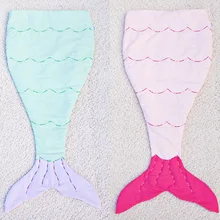 2016 Uyku Tulumu New Kids Sleeping Bags Pillow Soft Handmade Mermaid Tail Blanket Wavy Section Children Double Flannel 140cm