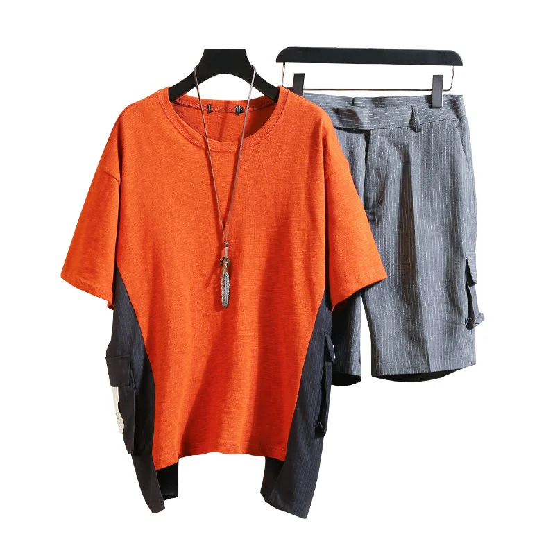 

M-XXXL 2019 two piece set top and pants casual mens short sets summer clothes for men tracksuit men set tracksuit