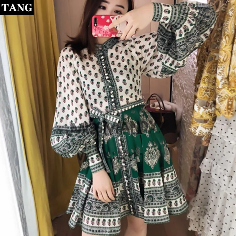 Tang летнее платье 2019 Runway элегантное тонкое женское с круглым вырезом и рукавами