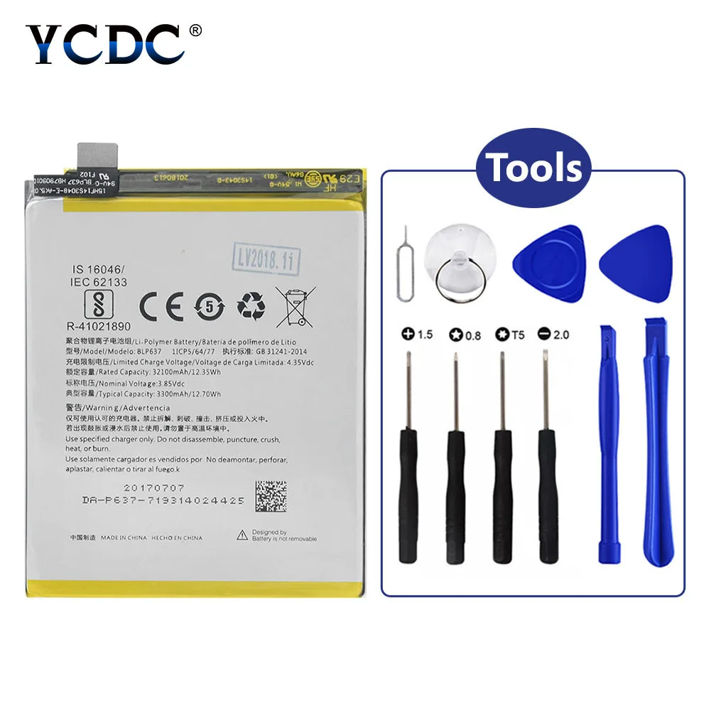 

2019 100% Original YCDC Original BLP637 Battery For OnePlus Five One plus 5 5T 3300mAh + Repair Tools Li-ion Lithium battery