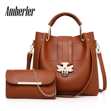 Amberler, женские Сумки из искусственной кожи, известный дизайнер, сумки через плечо для женщин, 2 штуки в комплекте, сумки, модная женская сумка-тоут