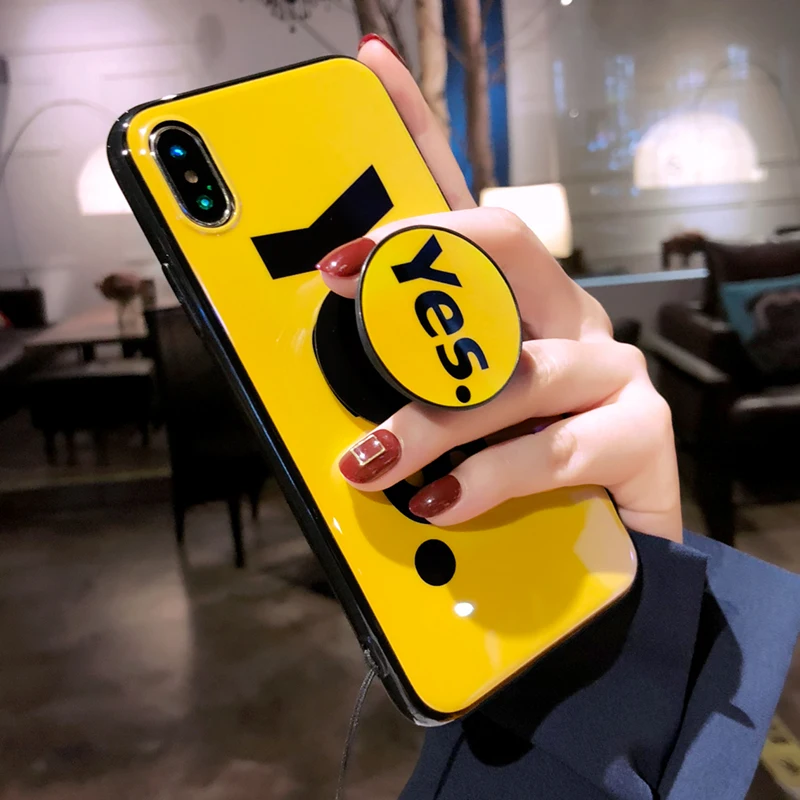 Лидер продаж да или нет Kickstand чехол для телефона iPhone X с ремешок глянцевая крышка