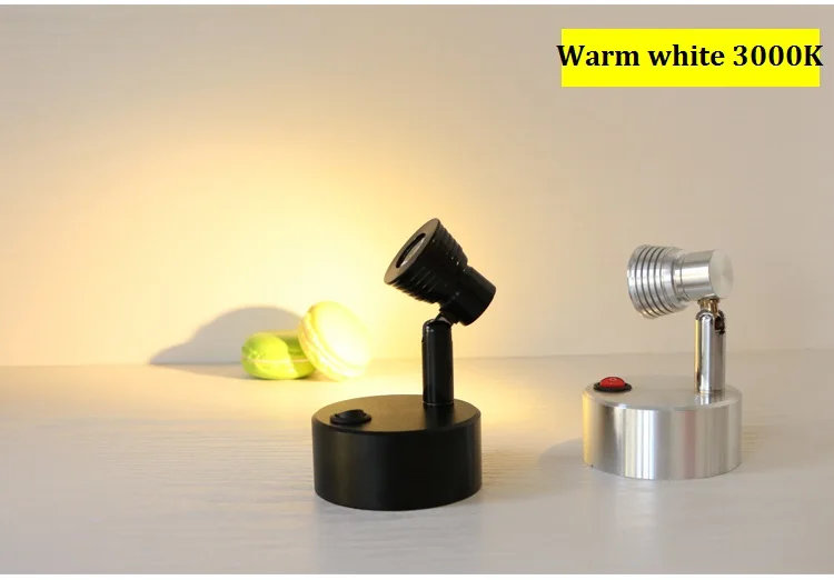 Светодиодный настольный Точечный светильник на батарейках с выключателем, 1 Вт, 3 Вт, настенный светильник для шкафа, дисплей, сварка, витрина, счетчик ювелирных изделий, стеклянная лампа