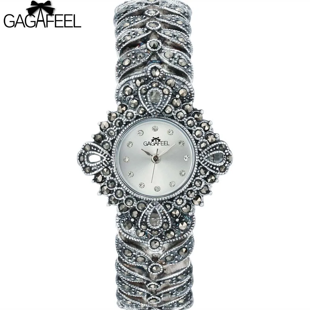 

100% 925 Sterling Silver Watch Lady Women Thail Silver Wristwatch Quartz Bracelet Watch Silver Watch Woman