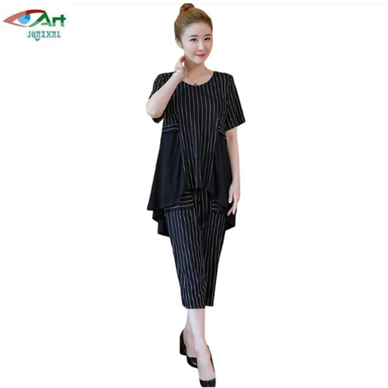 

JQNZHNL Plus Size 5XL Women's Suits Loose Large Size Casual Two Piece Pants Sets Summer Women's Set Free Shipping AS647