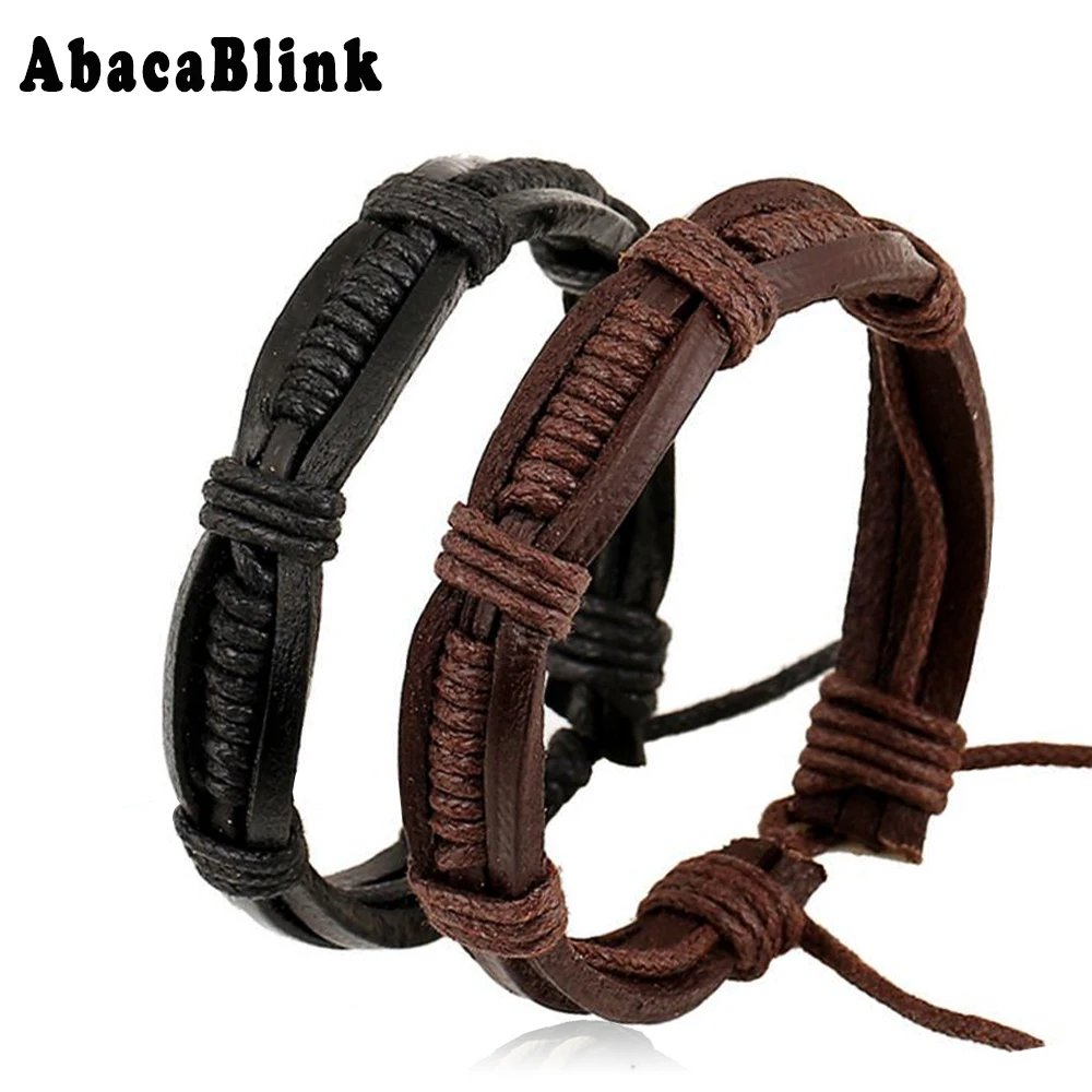 Surfer Unisex Jewelry Multilayer Punk Leather Bracelets For Male Hand