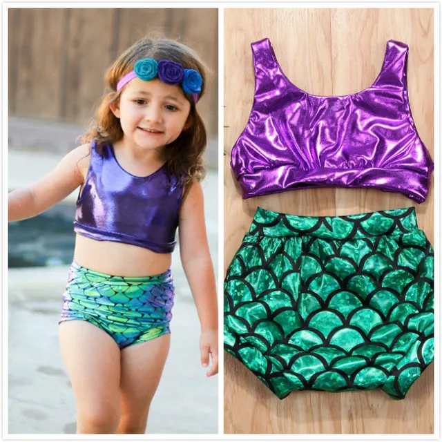 Adorable Kids Baby Girls 2PCS Bathing Suit Headband Monokini Bandeau