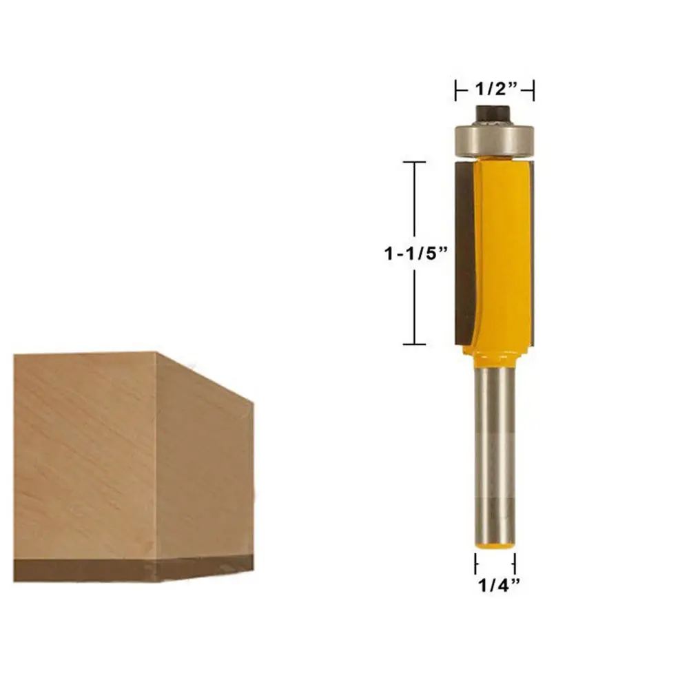 1Pcs Flush Trim Router Bit End Bearing 1/2" X 1 1/5" 1/4" Shank