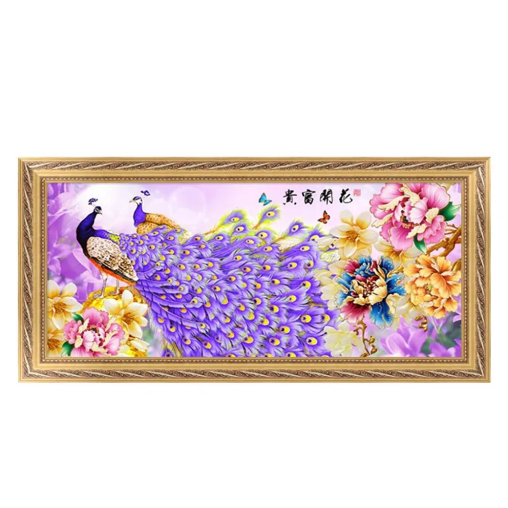 

DIY 5D Peacock Flower Diamond Embroidery Painting Cross Stitch Wall , Needlework Home Decor