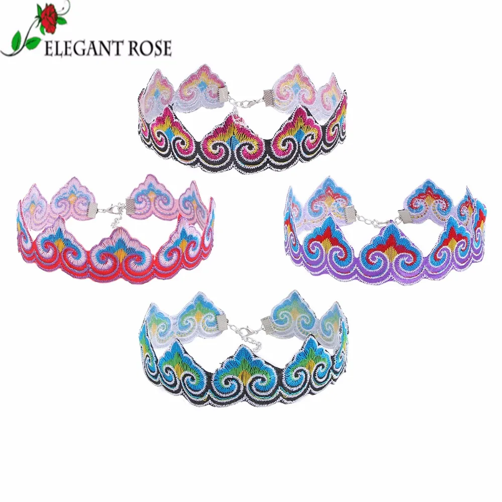 Four colors Embroidery Round Shape Charming Women Wonderful Choker Necklace Statement Gift 2017 New Arrival N4162 | Украшения и