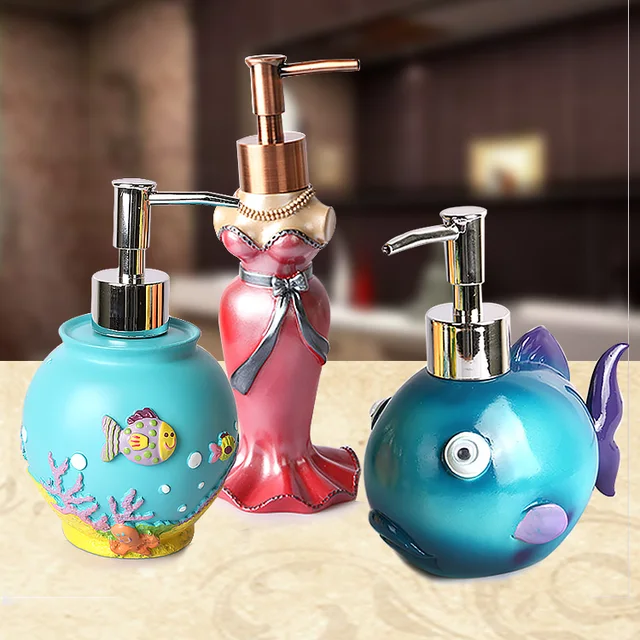 Carton Ocean Design Bathroom Resin Hand Pump Liquid Soap Dispenser Carton Ocean Design Bathroom Resin Hand Pump Liquid Soap Dispenser For Hotel Lotion Shampoo Bottle