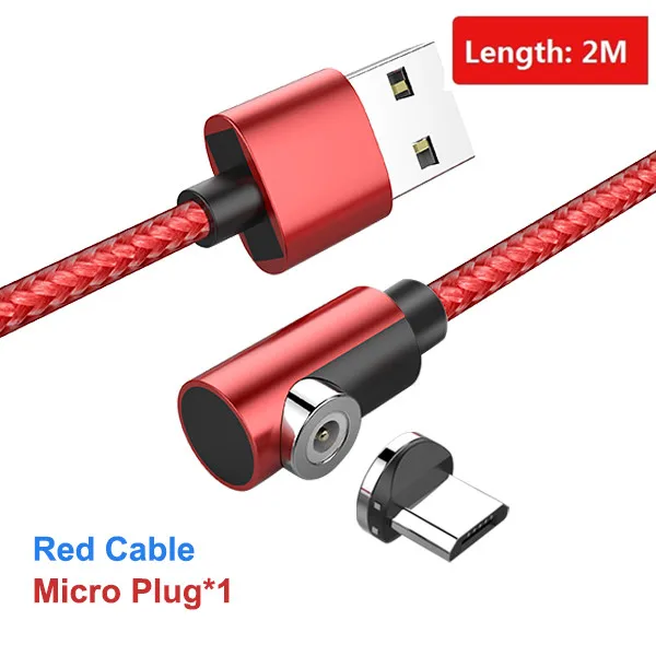 ACCEZZ Магнитный кабель Micro usb type C для iPhone X XS MAX XR 8 Магнитная Зарядка для samsung S10 Быстрая зарядка телефонный кабель шнур 2 м - Цвет: For Micro Red 2M