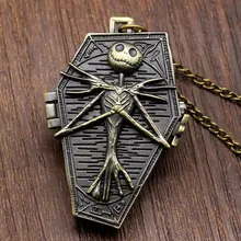 Мультяшное ожерелье с изображением трупа, карманные часы с подвеской и цепочкой, винтажные изысканные кварцевые карманные часы унисекс