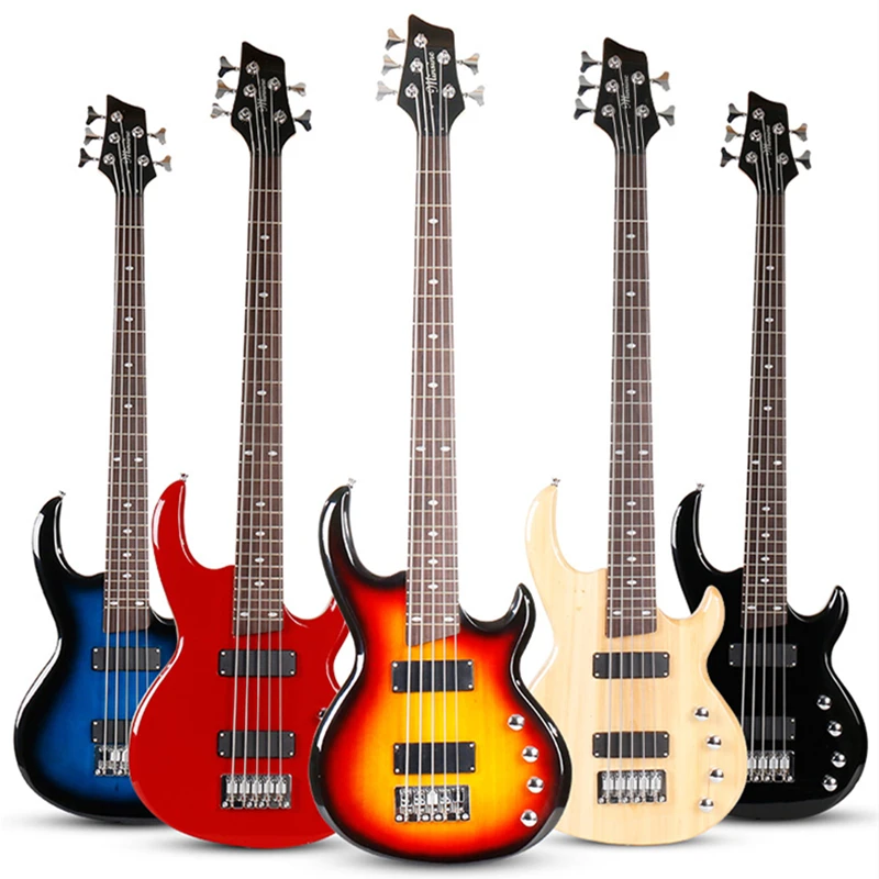 Minsine 5X Electric Bass Guitar 5 Strings Active Pickups Metal Bass