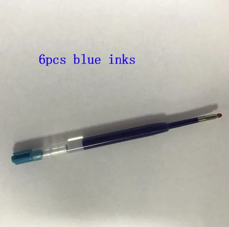 0,5 мм чернил черного и синего цвета, запасные дополнительные черные стержни для Xiaomi, сменная металлическая ручка только для версии Xiaomi, золотистая и серебристая ручка - Цвет: 6pcs blue inks