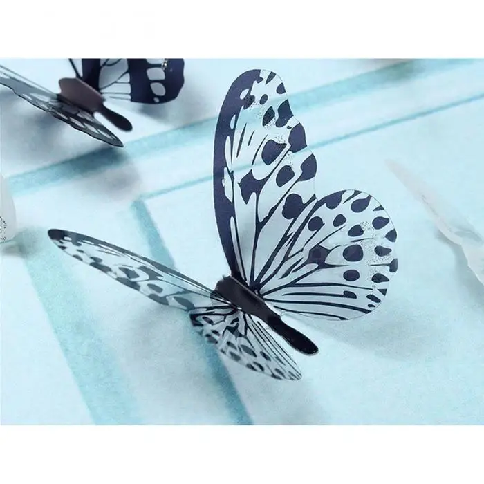 18 шт. 3D Черно-белая бабочка наклейка художественная Наклейка на стену украшение дома декор комнаты горячая распродажа