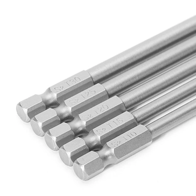 5Pcs/lots 150mm T10-T30 Torx Electric Long Magnetic Screwdriver Drill Bits Kit Set