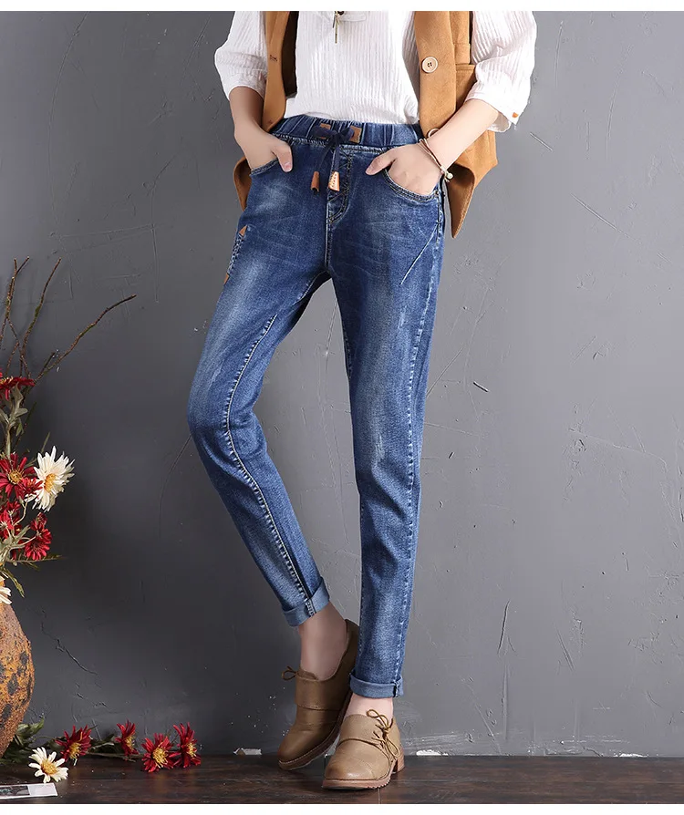 Femme для женщин джинсы для плюс размеры Высокая талия мыть светло голубой True джинсовые штаны джинсовая куртка женская