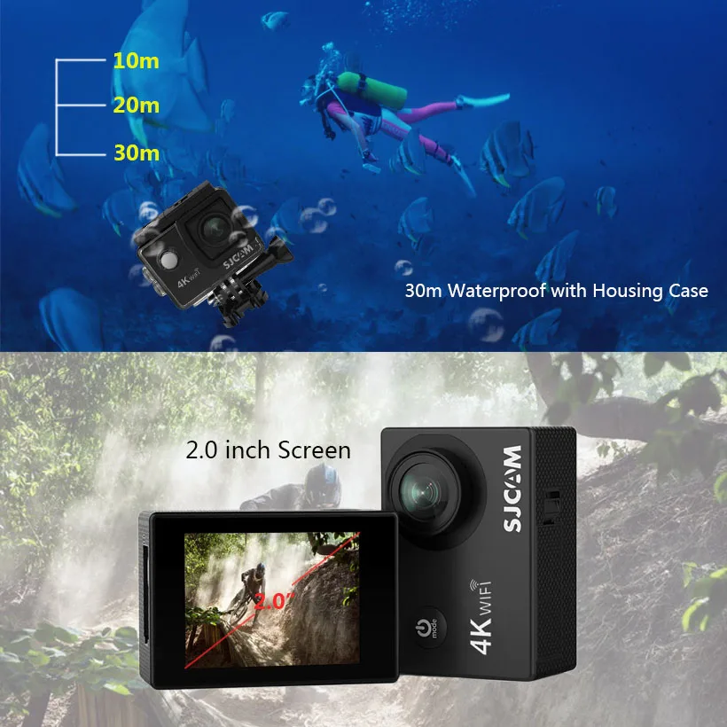Оригинальная Экшн камера SJCAM SJ4000 AIR 4K Wi Fi Deportiva 2 0 дюймовый ЖК экран 30 м