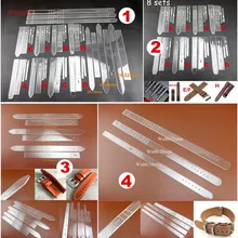 4 вида Кожа ремесло акриловый плексиглас ремешок Группа трафареты набор инструментов Creaser Groover Skiver Beveler шило Slicker Knif