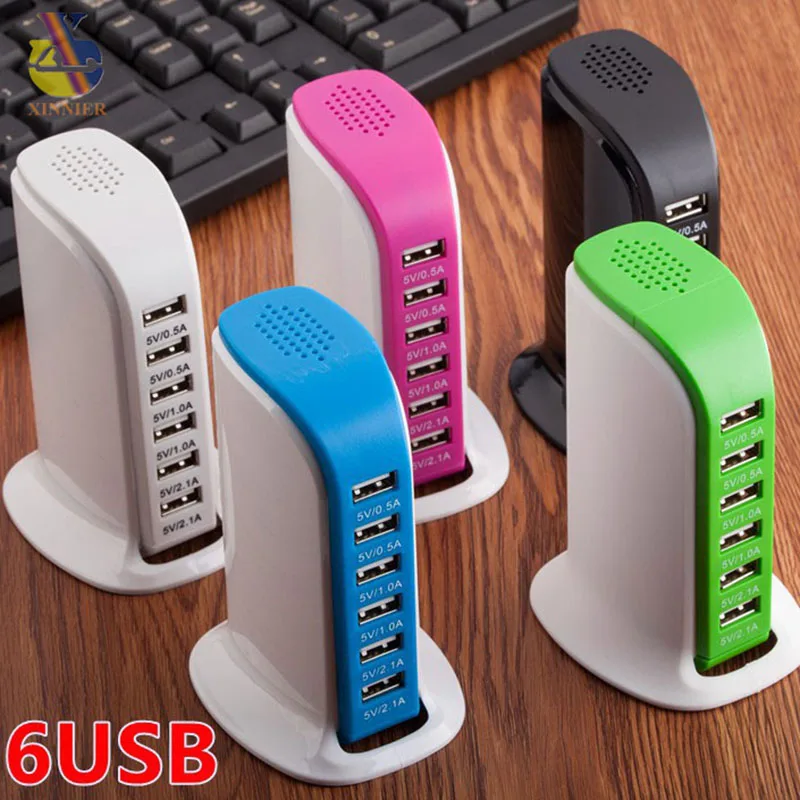 

Universal Multi 6 Port Fast USB HUB Charger Quick Charge Charging Dock Station Multiple Travel Adapter Wall Socket US EU UK Plug