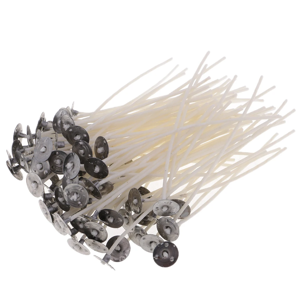 150Pcs 15/10cm Pre Waxed Pre Tabbed Natural Candle Wick Low Smoke Cotton Core For Christmas Wedding Party Scented Candle Making