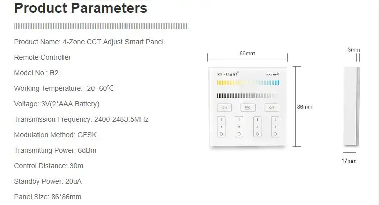 Milight B0 B1 B2 B3 B4 B8 4-Zone 8 Zone 2,4 GHz беспроводная wifi Сенсорная панель диммер/RGBW/RGB+ CCT светодиодный умный пульт дистанционного управления