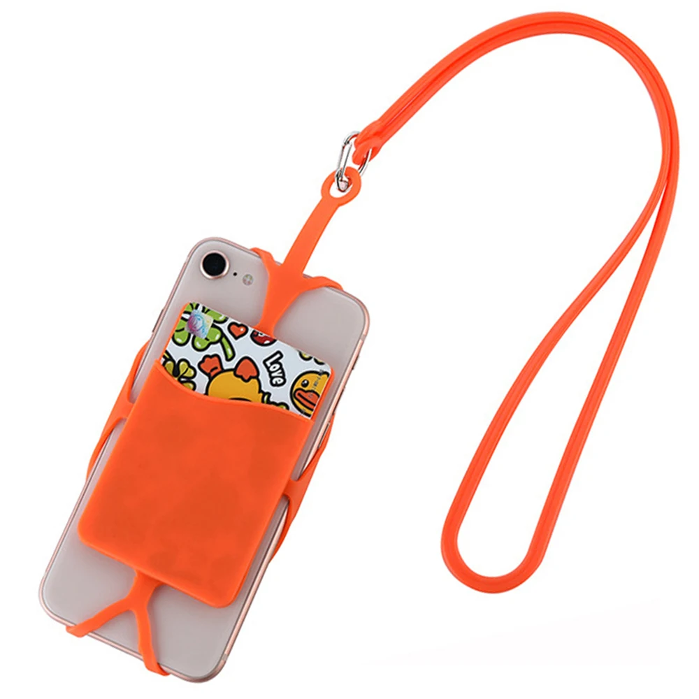 

Doogee X100 5 inch Cover Silicone Card Holder Elastic Rubber Cell Phone Case For Elephone U2 6.26 inch With Neck Strap