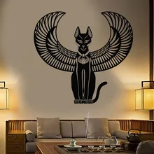 Виниловые настенные наклейки с аппликацией в стиле стикета древнего египетского кота, богини египетского искусства, домашний декор, настенные наклейки для гостиной, спальни, 2AJ5