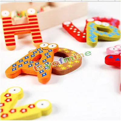 Baby Toys 26pcs Wooden Letters Alphabet A-Z Fridge Magnets Child Educational Toy 