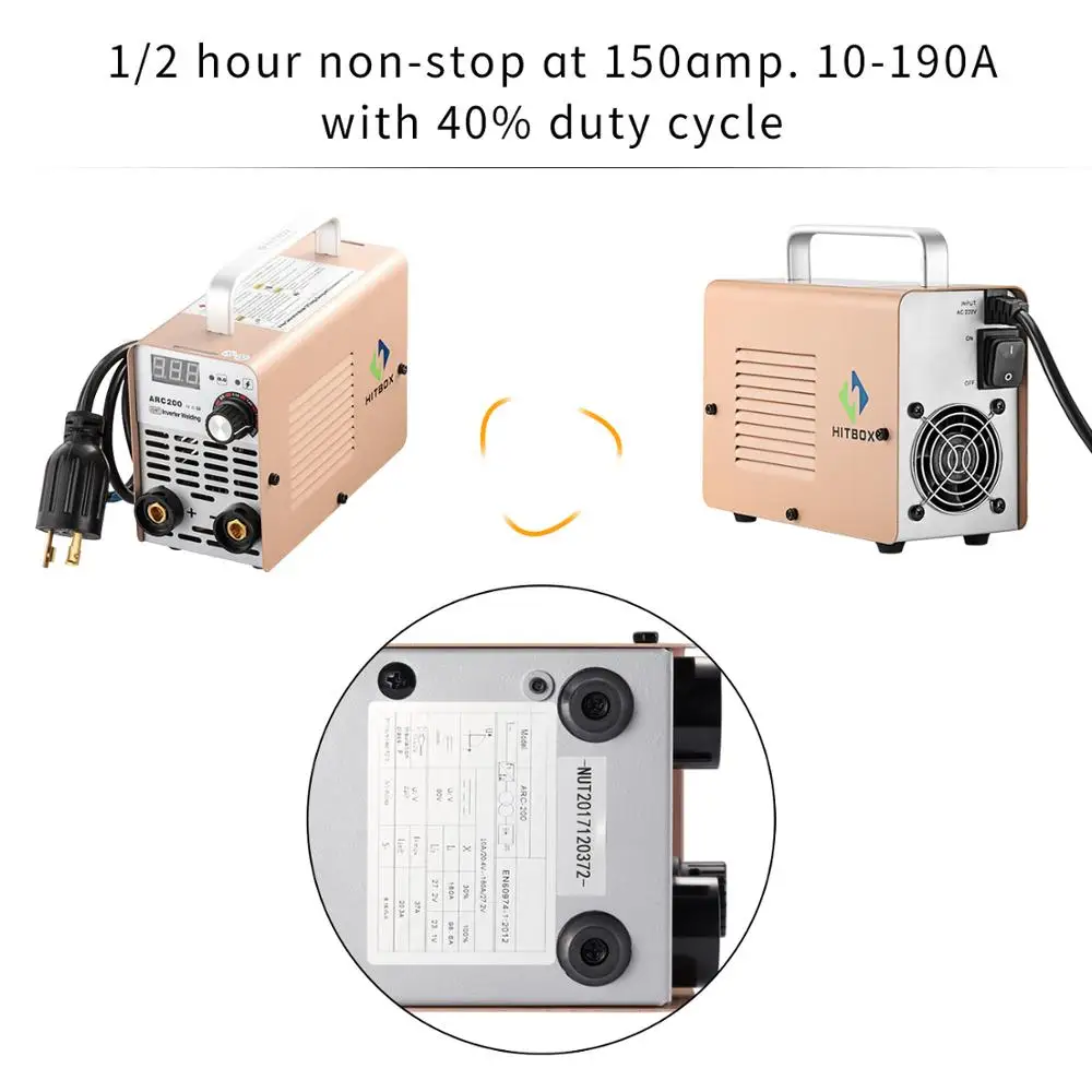 HITBOX для дуговой сварки под флюсом 220V DC MMA ARC200 200A IGBT DC инвертор сварочный аппарат для начинающих выбор 3 кг Портативный сварщик VRD защиты