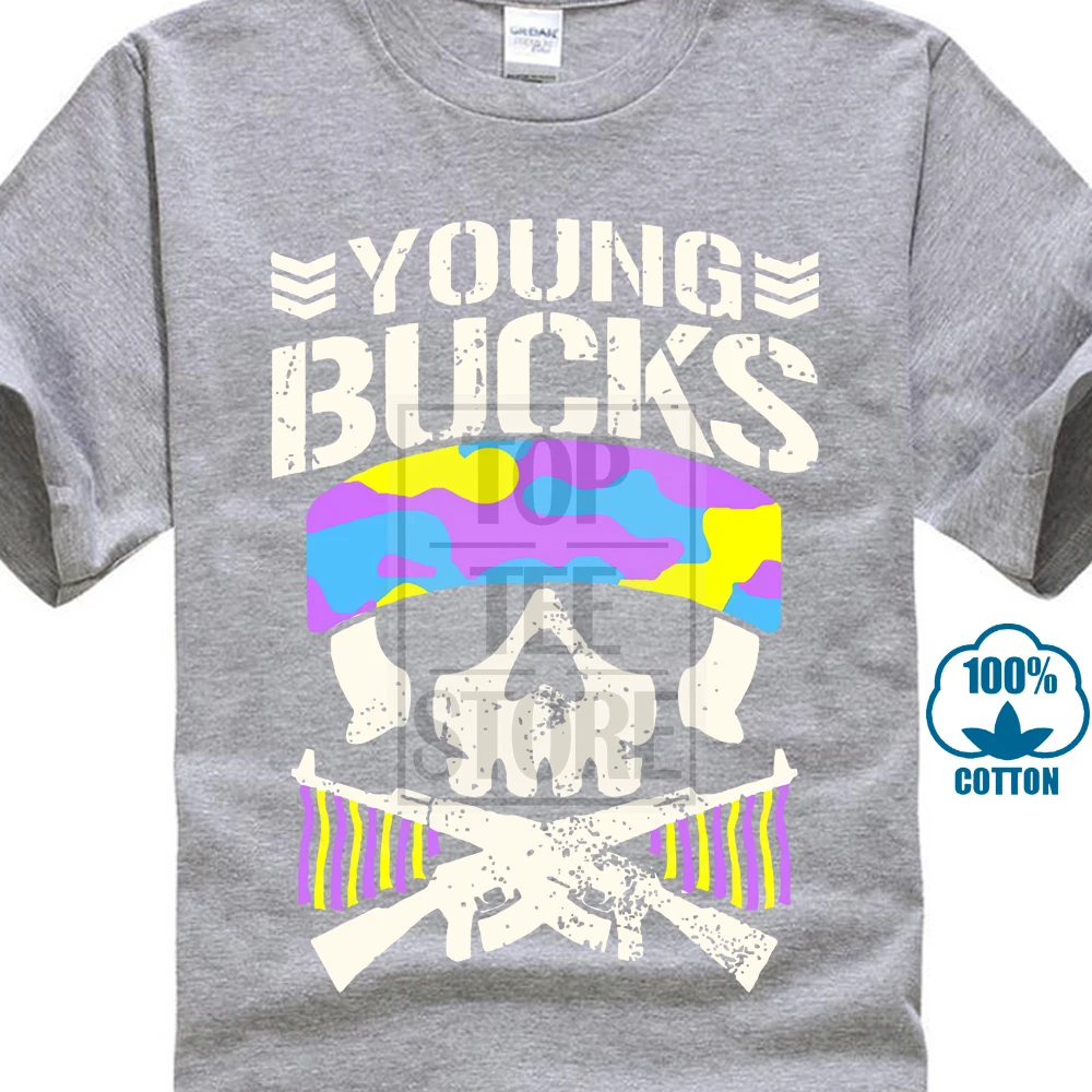 The Young Bucks Bullet Club Wrestling Homme Funny Tee Shirt Men Streetwear Tshirts Fashion T Shirts Skull - Цвет: Серый