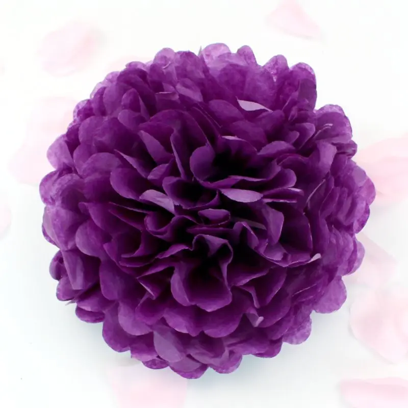 5 шт DIY Многоцветный " 6" " 10" 1" 14" бумажные цветы шар Свадьба для домашней вечеринки на день рождения автомобиль декоративная ткань бумажные помпоны - Цвет: Dark purple
