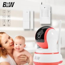 Wi-fi de la cámara 720 p hd ip cámara de seguridad cámara de vigilancia del sistema de alarma inalámbrico + sensor de puerta/infrarrojos motion sensor bwipc013p
