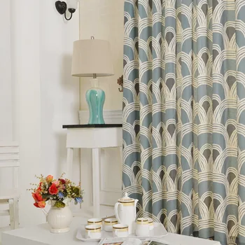 

Boy Curtain Cloth Simple Modern European Curtain for Living Room Bedroom Stripe Blue Curtain Cotton-linen Printed Curtain Screen
