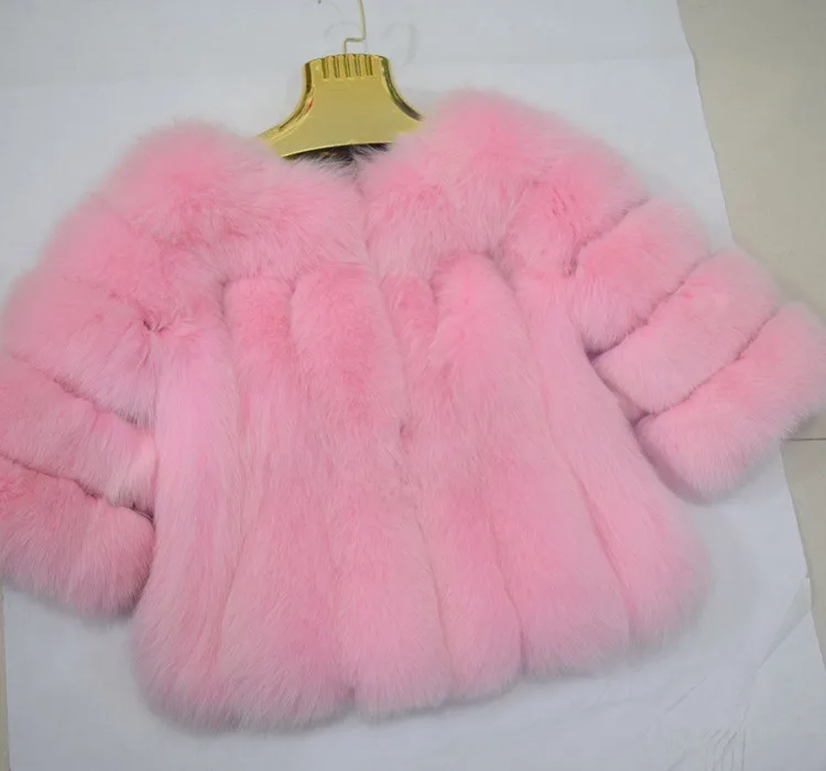 Красивая и великолепная одежда для малышей, пальто и куртки из натурального Лисьего меха розового цвета, роскошное Женское пальто из