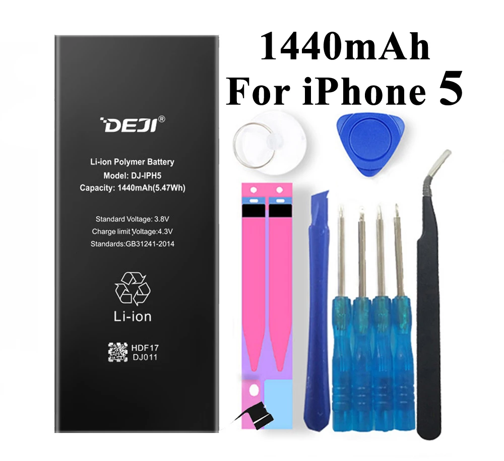 Deji аккумулятор для iPhone 5 5S SE iPhone5s 5G 1440-1800mAh Сменные литий-полимерные аккумуляторы+ инструменты для Apple iPhone SE 5S 5 батарея