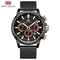 Мини фокус черные часы мужские спортивные часы из нержавеющей стали светящийся хронограф мужские s часы лучший бренд класса люкс
