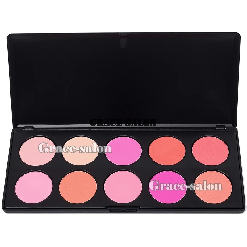 Women 10 Colors Makeup Blush Powder Palette Pink Rose Nude Look Blusher Contourin Face