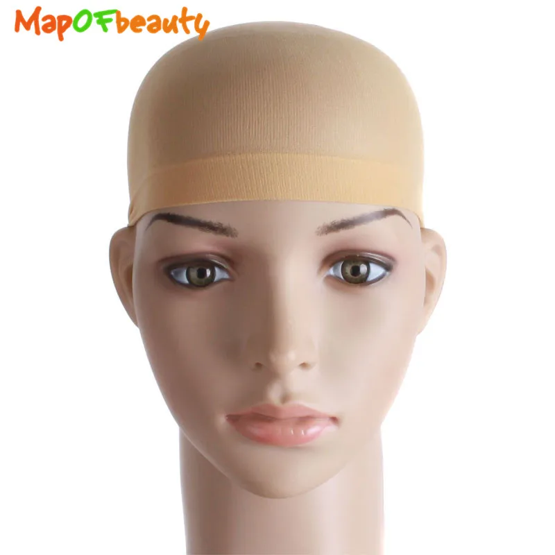 

MapofBeauty 2PCS/Lot Stretchable Cap Mesh Weaving Black Flesh color Wig Hair Net Making Caps Hairnets Hair Mesh synthetic hair