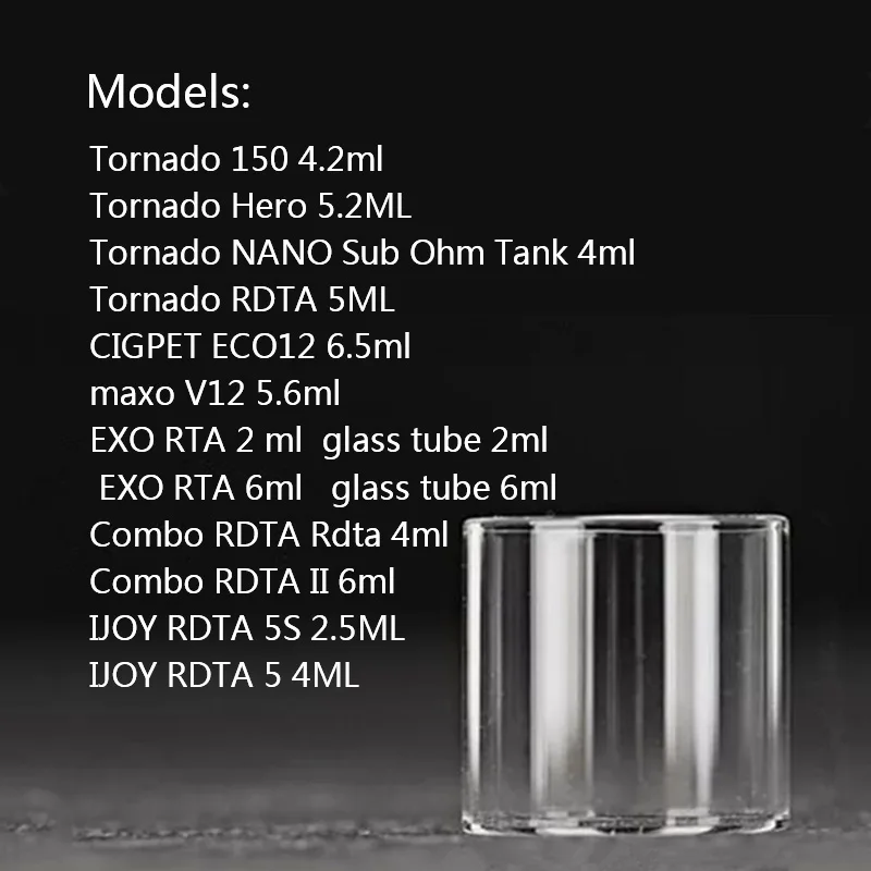 

5PCS YUHETEC Replacement Glass Tank For IJOY Tornado 150/Tornado Hero/Tornado NANO/CIGPET ECO12/maxo V12/EXO RTA/Combo RDTA II