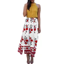 Новая летняя юбка с высокой талией из полиэстера с принтом, прямые женские Вечерние Коктейльные лямки, юбка женская летняя сумка для пляжа, юбка